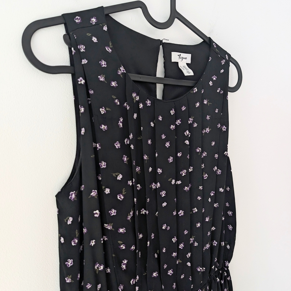 Thyme Breastfeeding Black Floral Sleeveless Sheath Dress In Size XS - Picture 3 of 7